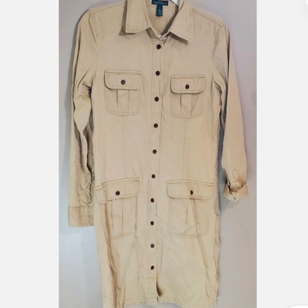 Lauren Ralph Lauren Tan 100% Cotton Button Down Jacket